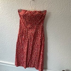 Strapless fitted floral dress